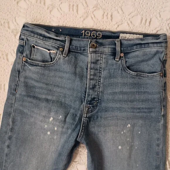 Gap Selvedge Jeans Japanese Blue Indigo Medium Wash Stretch Denim 14 32 Women - Picture 9 of 12